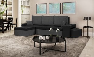 Stūra dīvāns Bellezza Dakota, tumši pelēks/melns cena un informācija | Stūra dīvāni | 220.lv