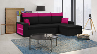 Stūra dīvāns Bellezza Pablo, melns/rozā цена и информация | Угловые диваны | 220.lv