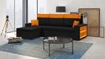 Stūra dīvāns Bellezza Pablo, melns/oranžs