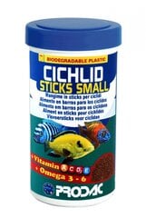 Prodac Cichlid Sticks Small mazas nūjiņas cihlīdām 250ml 90g cena un informācija | Zivju barība | 220.lv