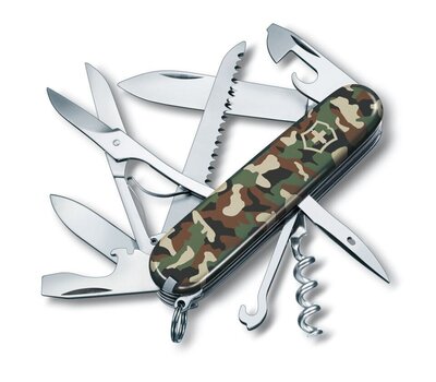 Victorinox Huntsman Camouflage Green nazis ar 15 funkcijam cena un informācija | Tūrisma naži, daudzfunkcionālie instrumenti | 220.lv