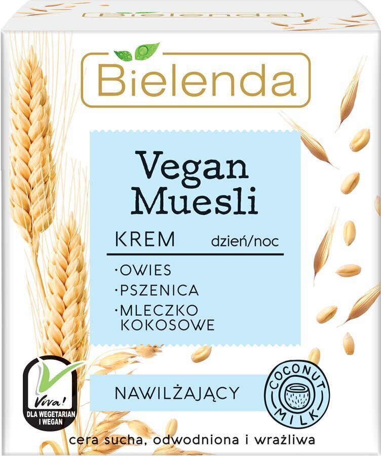 Mitrinošs sejas krēms Bielenda Vegan Muesli 50 ml cena un informācija | Sejas krēmi | 220.lv