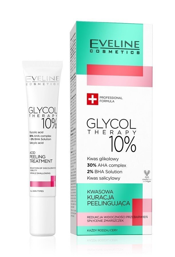 Skābes sejas pīlings Eveline Cosmetics Glycol Therapy 10% 20 ml cena un informācija | Sejas ādas kopšana | 220.lv