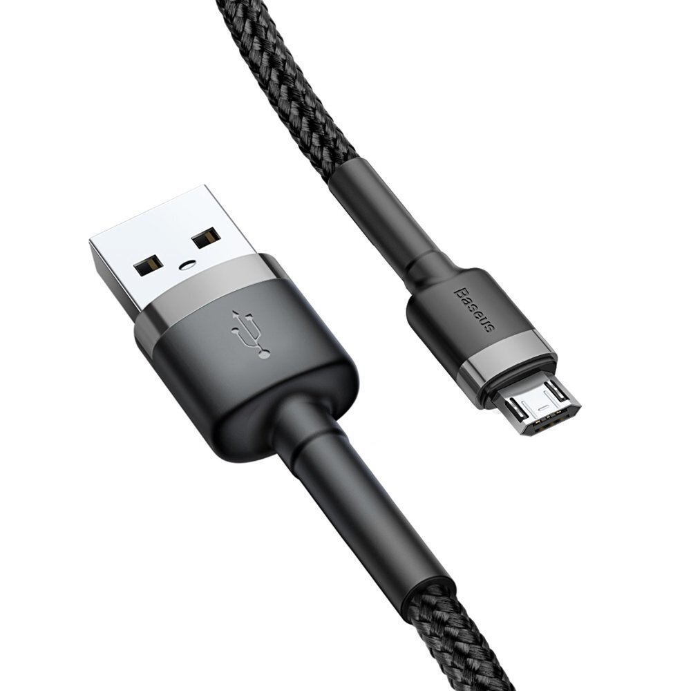 Baseus Cafule USB / micro USB QC3.0 2.4A 0.5M kabelis melns - pelēks (CAMKLF-AG1) цена и информация | Savienotājkabeļi | 220.lv