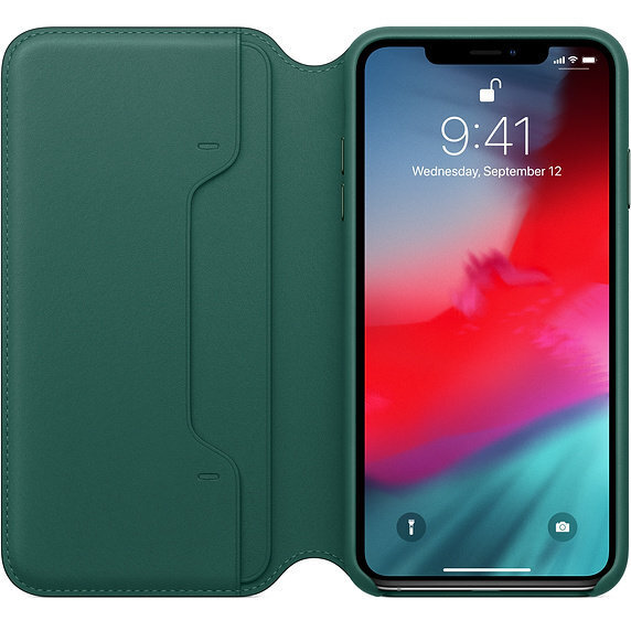 iPhone XS Max Leather Folio - Forest Grey, MRX42ZM/A cena un informācija | Telefonu vāciņi, maciņi | 220.lv