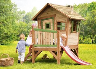 Koka rotaļu namiņš ar slidkalniņu Axi Robin, Brūns/Zaļš cena un informācija | Bērnu rotaļu laukumi, mājiņas | 220.lv