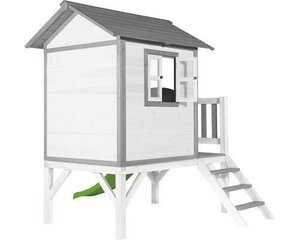 Koka rotaļu namiņš ar slidkalniņu Sunny Lodge XL Classic, Balts/Pelēks cena un informācija | Bērnu rotaļu laukumi, mājiņas | 220.lv