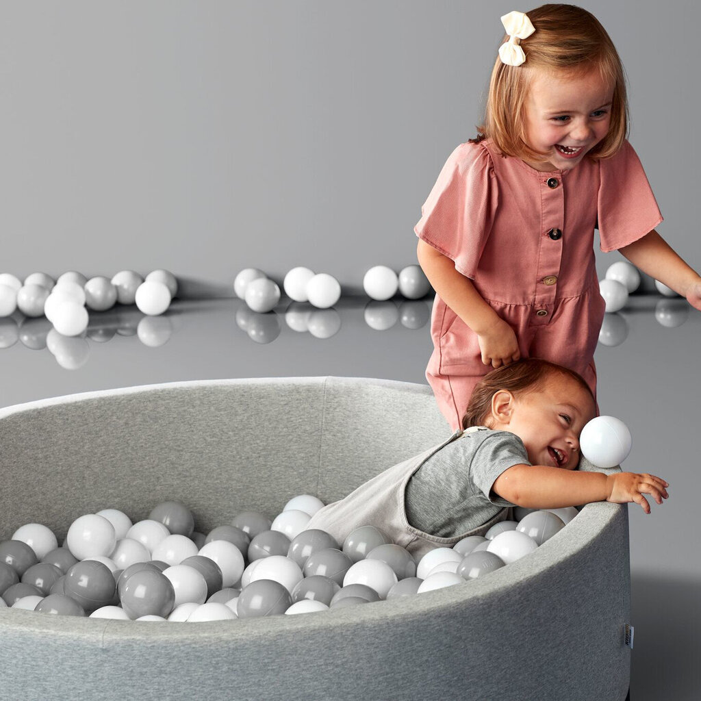 Baseins ar bumbiņām Kidkii Round Ball Pit, Light Grey cena un informācija | Rotaļlietas zīdaiņiem | 220.lv