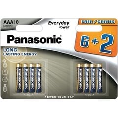 Panasonic baterijas LR03EPS/8B (6+2) cena un informācija | Baterijas | 220.lv