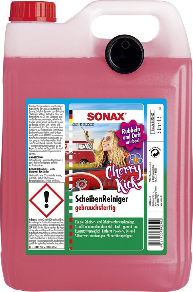 Sonax Vasarinis logu mazgāšanas šķidrums Cherry Kick, 5L цена и информация | Vējstiklu un dzesēšanas šķidrumi | 220.lv