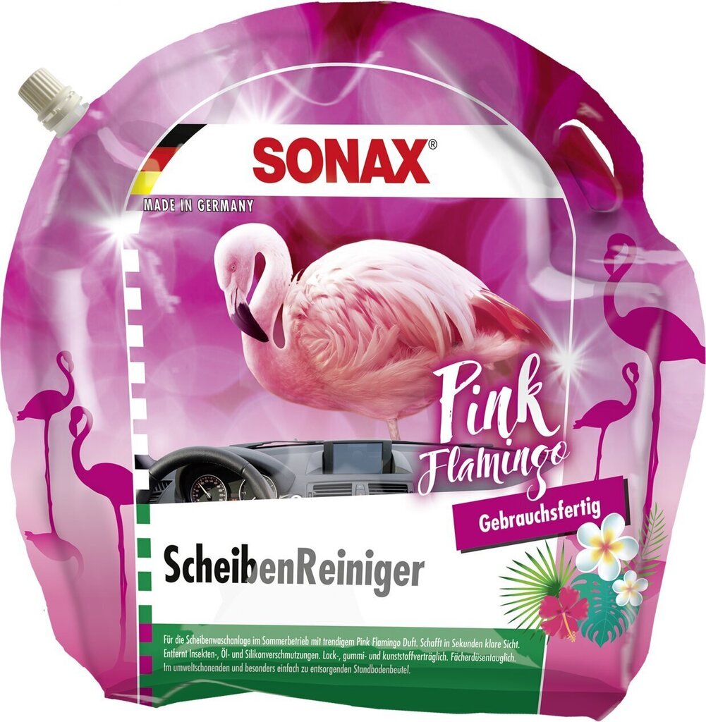 Sonax vasaras logu mazgāšanas šķidrums Pink Flamingo, 3L цена и информация | Vējstiklu un dzesēšanas šķidrumi | 220.lv