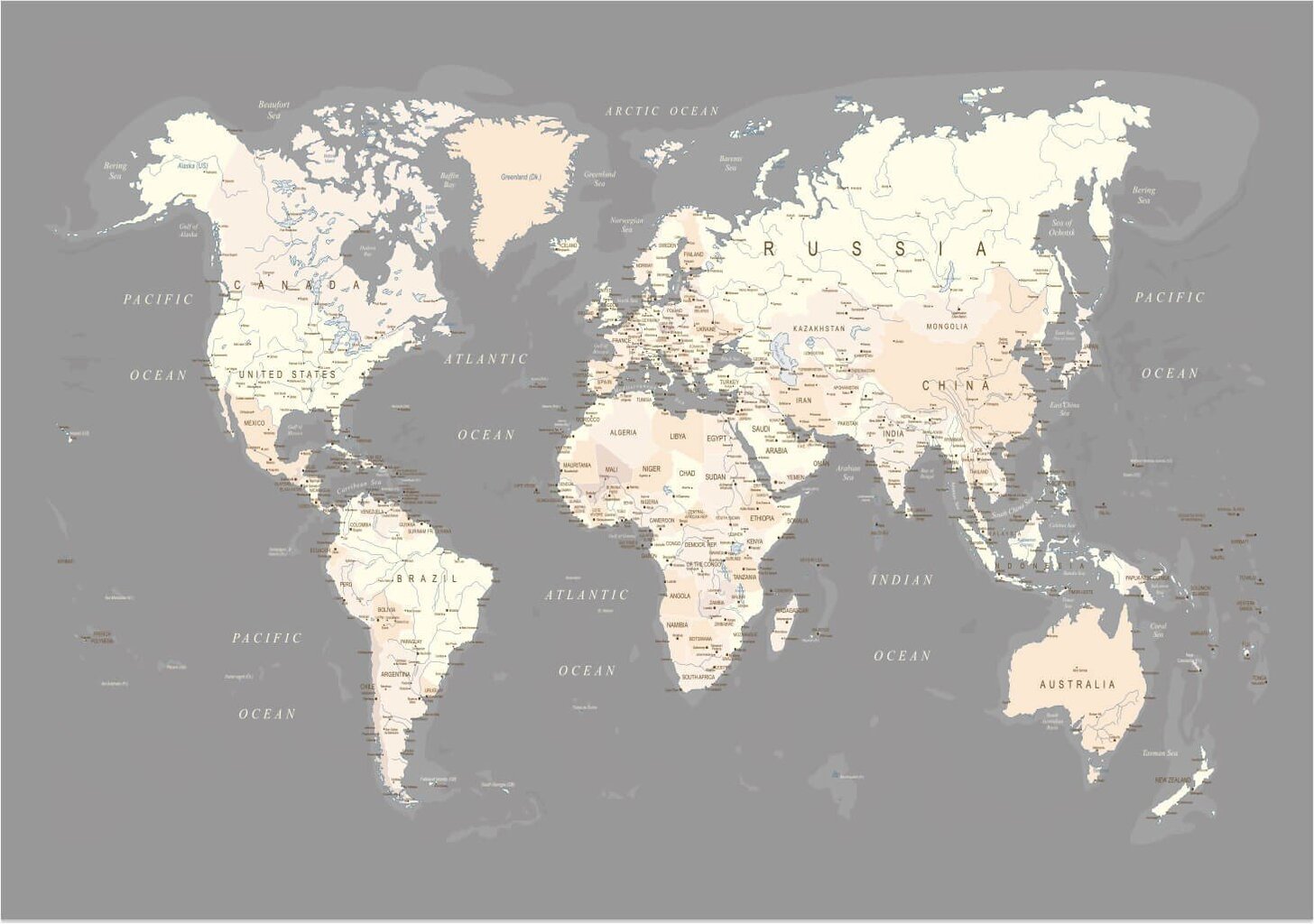 Fototapetes - Pasaules karte. Pelēka 2 cena un informācija | Fototapetes | 220.lv