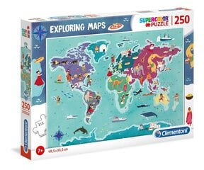 Puzle Clementoni Super Color 29064 Pasaules karte, 250 d. cena un informācija | Puzles, 3D puzles | 220.lv