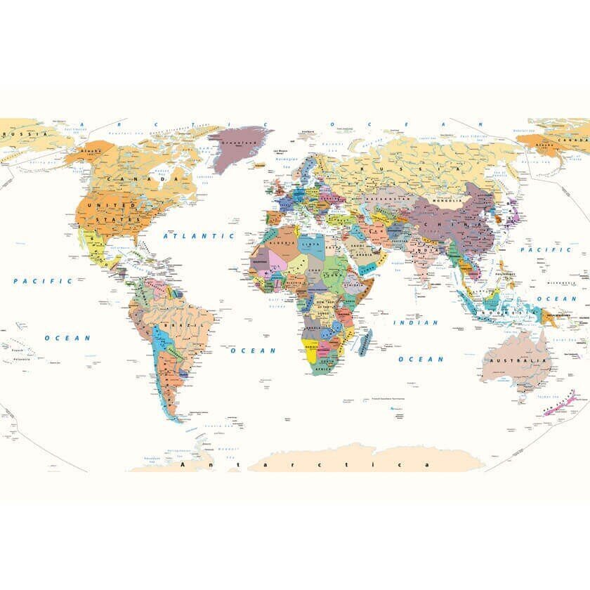 Fototapete Detalizēta pasaules karte cena un informācija | Fototapetes | 220.lv
