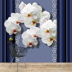 Fototapetes - Orhidejas uz zila fona cena un informācija | Fototapetes | 220.lv