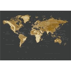 Fototapetes Zelta pasaules karte cena un informācija | Fototapetes | 220.lv