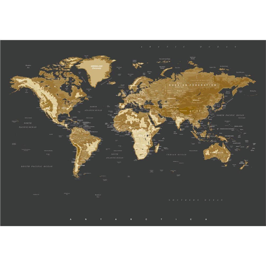 Fototapetes Zelta pasaules karte цена и информация | Fototapetes | 220.lv