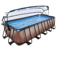 Каркасный бассейн с песочным фильтром, навесом и тепловым насосом Exit Wood, 540x250 см, коричневый цена и информация | Бассейны | 220.lv