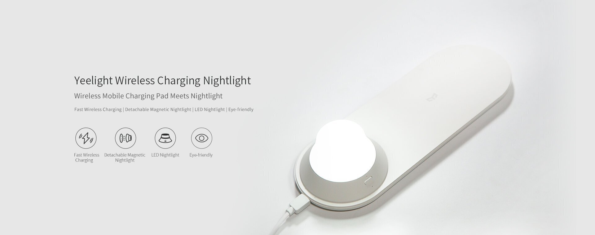 Nakts gaismeklis ar bezvadu uzlādes funkciju Xiaomi Yeelight YLYD04YI cena un informācija | Galda lampas | 220.lv