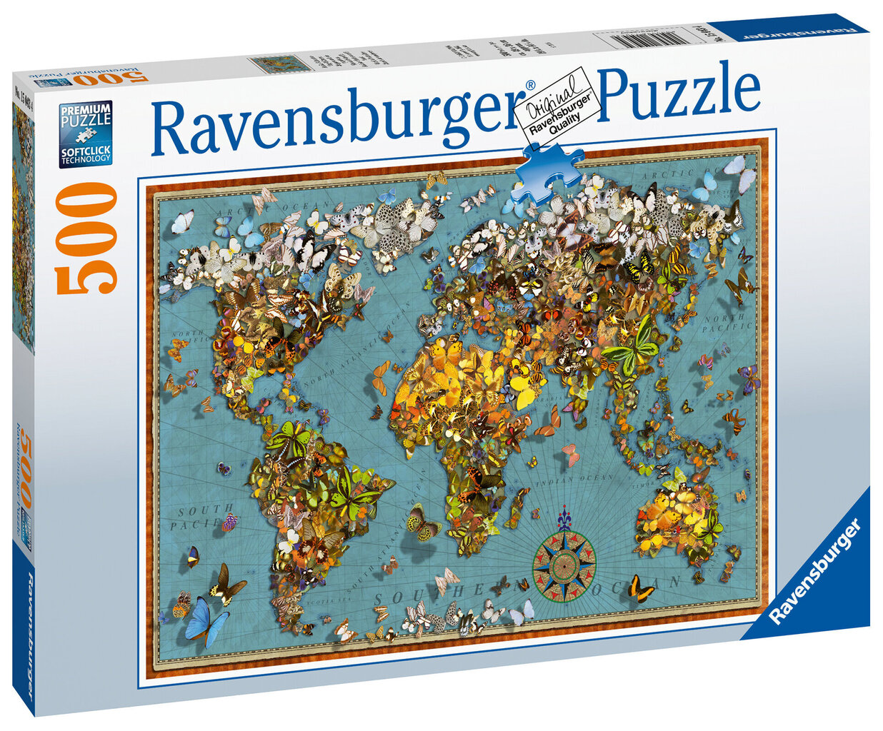 Puzle Ravensburger Tauriņu pasaule, 500 d., 15043 cena un informācija | Puzles, 3D puzles | 220.lv