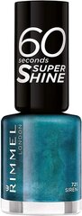 Rimmel London 60 Seconds Super Shine лак для ногтей 8 мл, 721 Siren цена и информация | Лаки для ногтей, укрепители | 220.lv