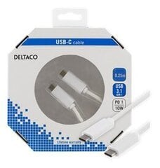 DELTACO USB 3.1 cable, Gen 1, Type C - Type C, 0.25m, white цена и информация | Кабели для телефонов | 220.lv