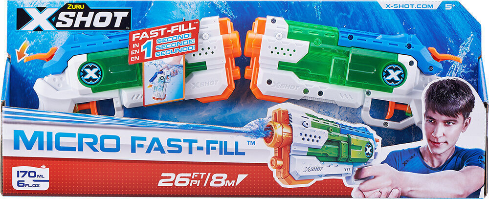 Rotaļu ūdens šautenes komplekts X-Shot Micro Fast-Fill 2 gab, 56244 cena un informācija | Ūdens, smilšu un pludmales rotaļlietas | 220.lv