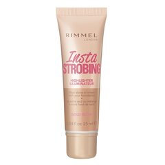 Spīdumu piešķirošs produkts Rimmel Insta Strobing 25 ml, 002 Gold Glow cena un informācija | Bronzeri, vaigu sārtumi | 220.lv