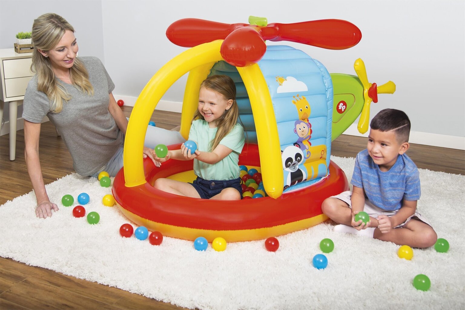 Piepūšamais baseins Fisher-Price Helicopter, 155x102x91 cm cena un informācija | Baseini | 220.lv