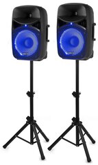 Vonyx VPS122A 800W Комплект активных колонок с LED, микрофоном и штативами цена и информация | Аудиоколонки | 220.lv