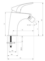 Deante bidē jaucējkrāns Cynia ar klik-klak BCY 031M, chrome cena un informācija | Jaucējkrāni | 220.lv