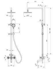 Deante dušas sistēma ar vannas maisītāju Temisto NAC M1QT, brass cena un informācija | Dušas komplekti un paneļi | 220.lv