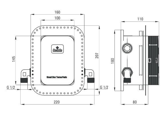 Deante zemapmetuma termostata dušas komplekts ar smart-boxu Box BXYZ0EBT, hroms цена и информация | Dušas komplekti un paneļi | 220.lv