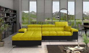 Stūra dīvāns NORE Ricardo, dzeltens/melns cena un informācija | Stūra dīvāni | 220.lv