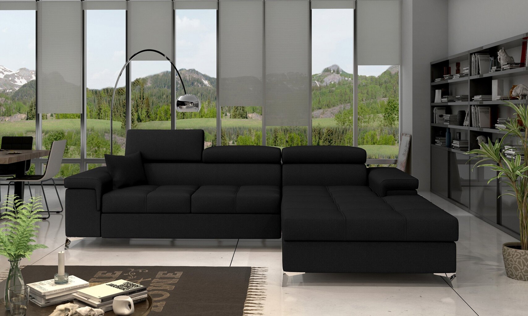 Stūra dīvāns NORE Ricardo, melnas krāsas cena un informācija | Stūra dīvāni | 220.lv