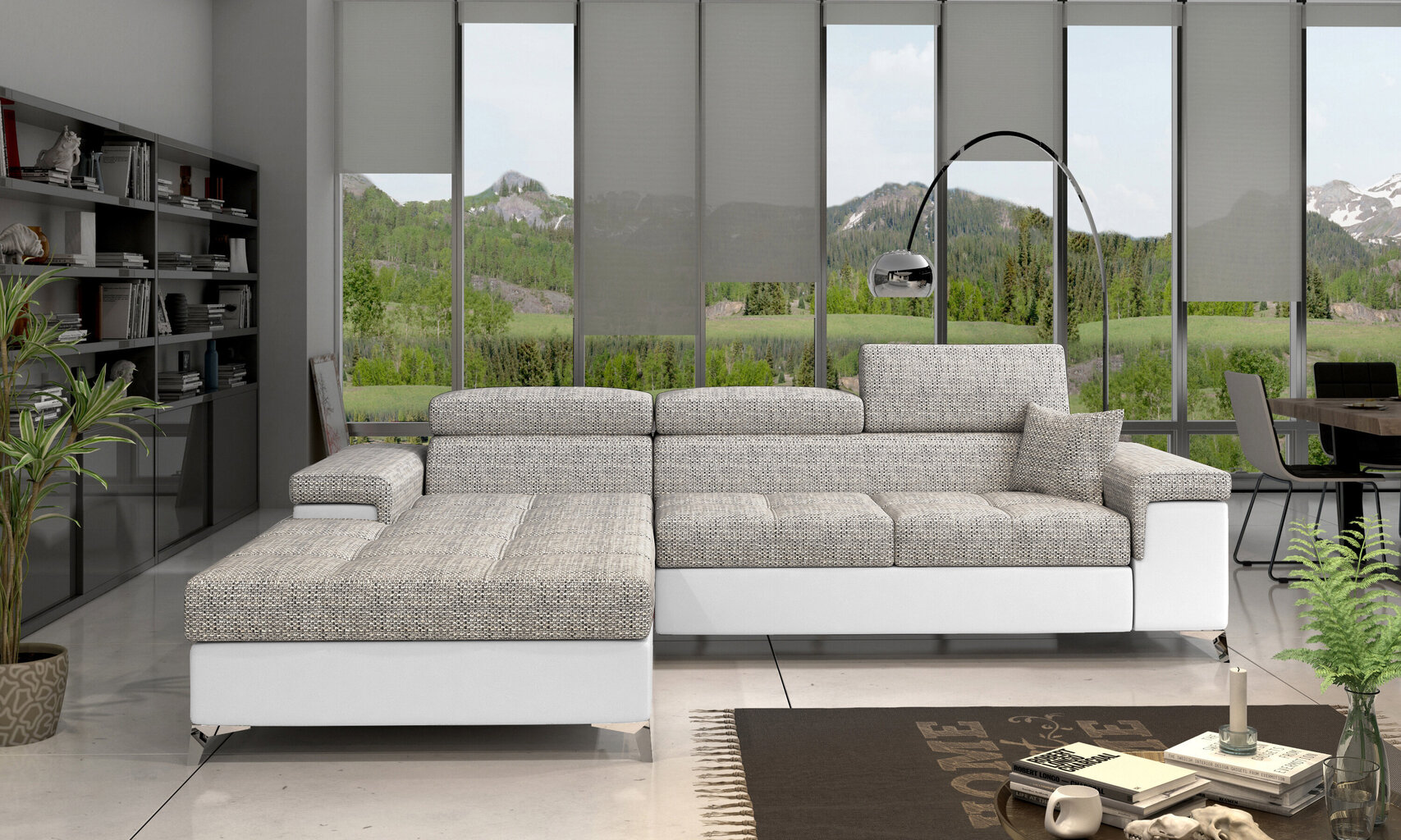 Stūra dīvāns NORE Ricardo, smilškrāsas/balts cena un informācija | Stūra dīvāni | 220.lv