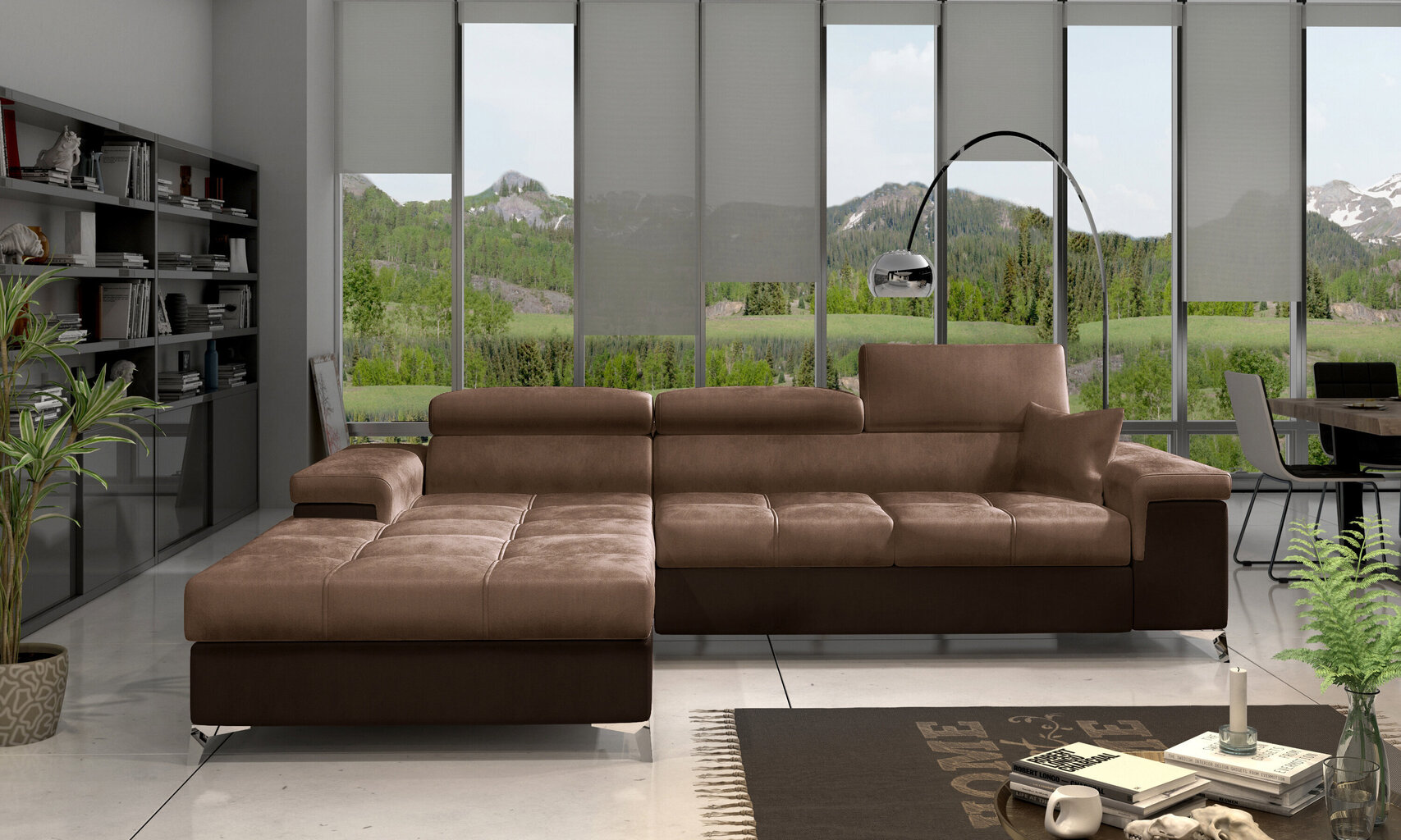 Stūra dīvāns NORE Ricardo, tumši brūnas krāsas цена и информация | Stūra dīvāni | 220.lv