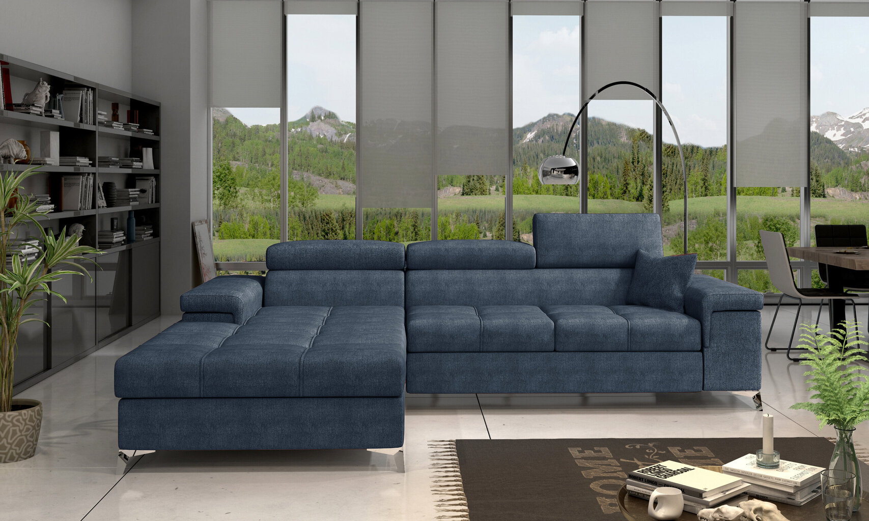 Stūra dīvāns NORE Ricardo, zils gobelēns cena un informācija | Stūra dīvāni | 220.lv