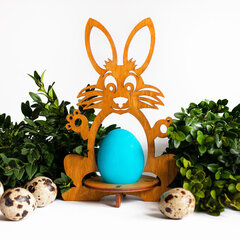 Деревянная подставка для яиц Пасхальный кролик, коричневая цена и информация | Праздничные декорации | 220.lv