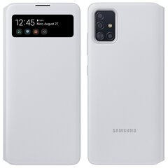  Открывающийся чехол для Samsung Galaxy A71 S View, белый цена и информация | Чехлы для телефонов | 220.lv