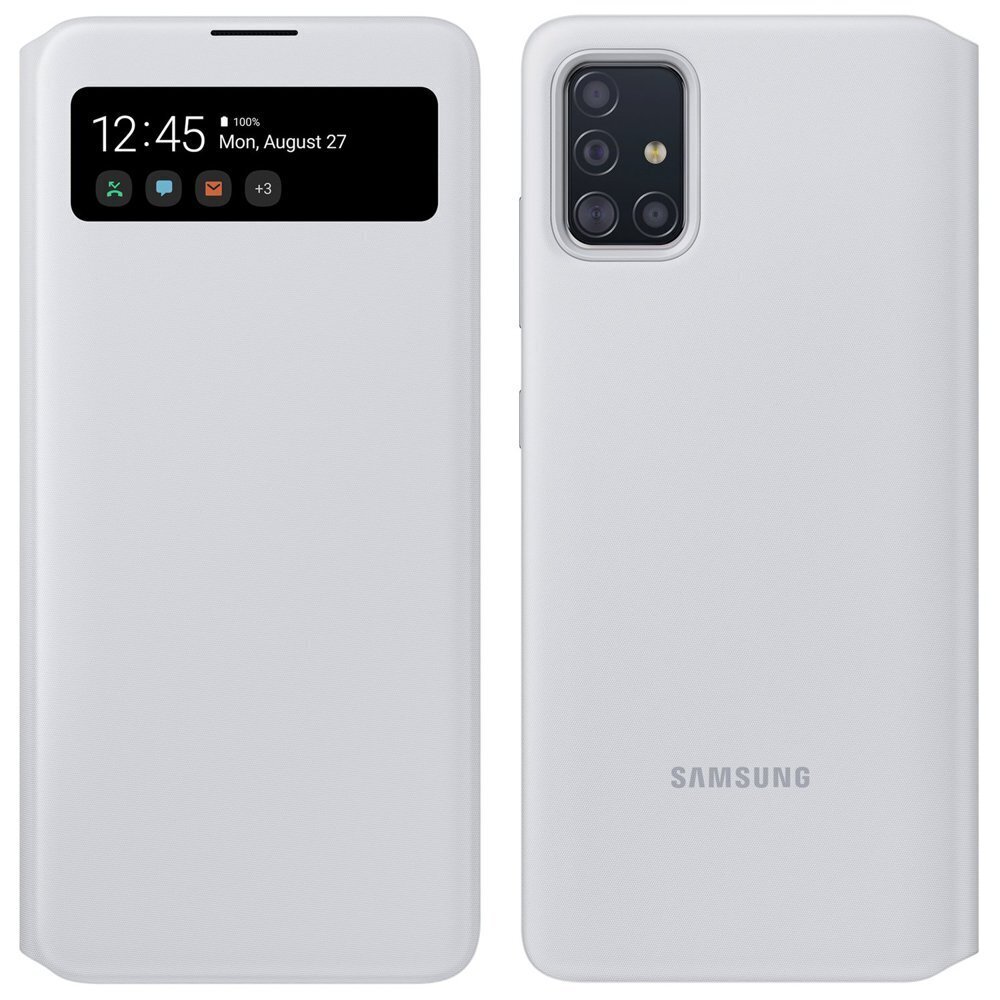 Samsung Galaxy A71 S View atverams maciņš ar mazā ekrāna aili , balts цена и информация | Telefonu vāciņi, maciņi | 220.lv