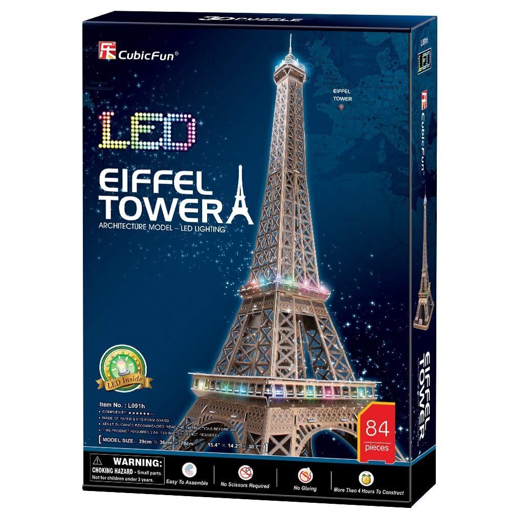3D puzle CubicFun Eifeļa tornis, 84 d. cena un informācija | Puzles, 3D puzles | 220.lv