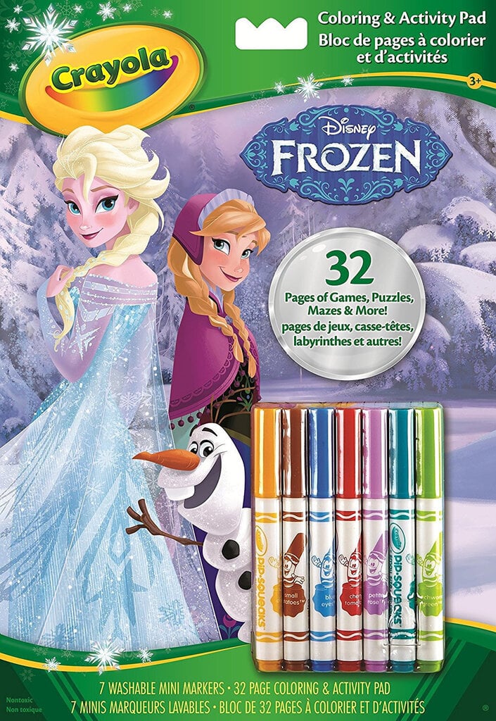 Krāsošanas komplekts: krāsojamā grāmata Frozen + flomāsteri Crayola 7 gab cena un informācija | Modelēšanas un zīmēšanas piederumi | 220.lv