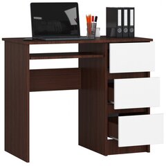 Письменный стол NORE A6, правый, темно-коричневый/белый цена и информация | Компьютерные, письменные столы | 220.lv