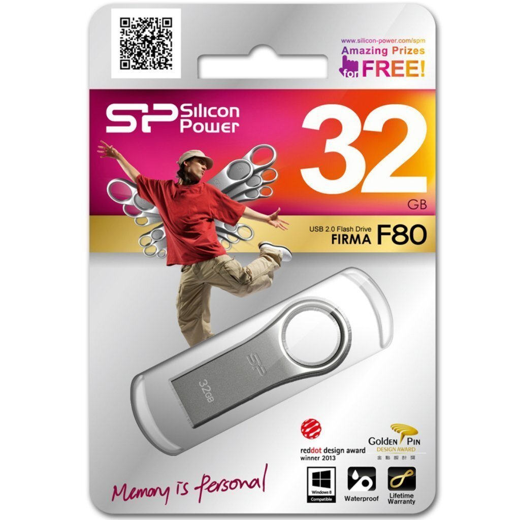 Silicon Power zibatmiņa 32GB Firma F80, sudrabota цена и информация | USB Atmiņas kartes | 220.lv