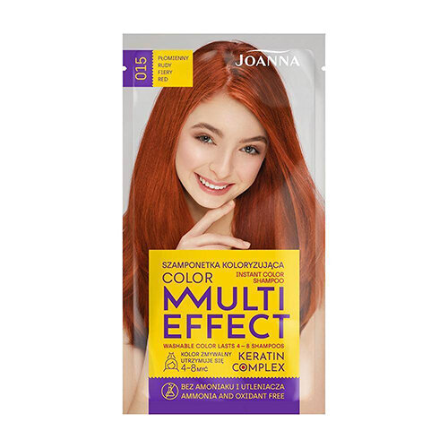 Tonējošais matu šampūns Joanna Multi Effect 35 g, 015 Fiery Read cena un informācija | Matu krāsas | 220.lv