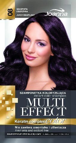 Tonējošais matu šampūns Joanna Multi Effect 35 g, 08 Juicy Egoplant cena un informācija | Matu krāsas | 220.lv