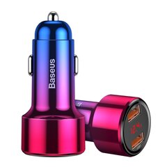 Baseus Magic Series Dual QC Car Charger with digital display 2x USB QC3.0 45W 6A Red (CCMLC20A-09) цена и информация | Зарядные устройства для телефонов | 220.lv