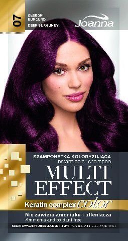 Tonējošais matu šampūns Joanna Multi Effect 35 g, 07 Deep Burgundy cena un informācija | Matu krāsas | 220.lv