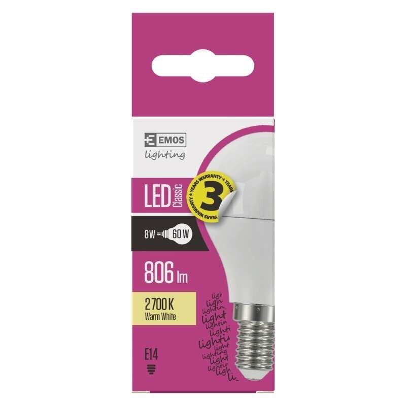 LED spuldze EMOS Mini Globe 8W E14 WW cena un informācija | Spuldzes | 220.lv